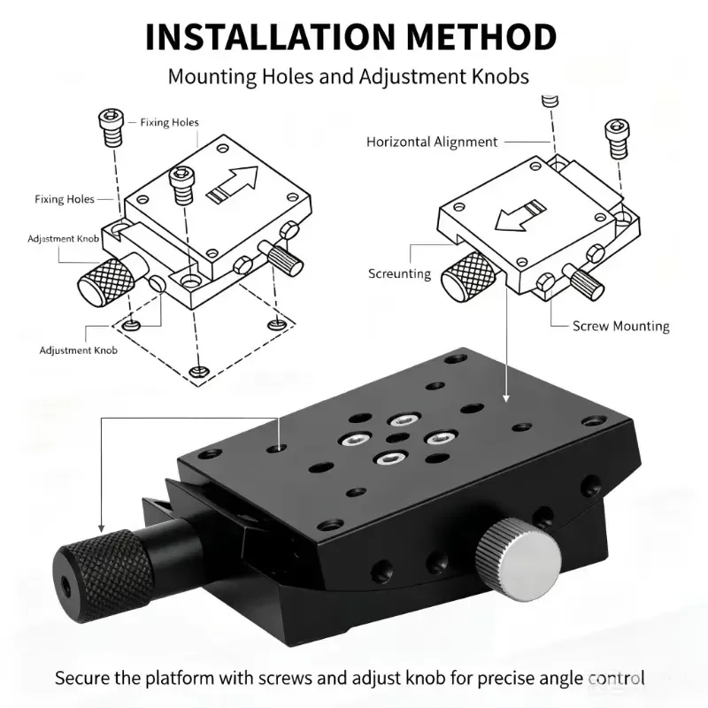 Hot Selling X Axis Manual Angle Tilt Platform Precision Adjustment Stage Goniometer GFG40-60-60 For Optical Measurement