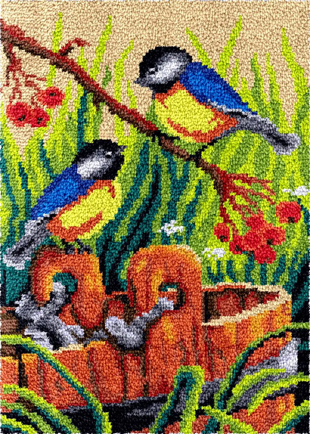 

Birds latch hook rug kits carpet Crafts for adults embroidery on printed making DIY bag needle arts plastic canvas Tapestry set