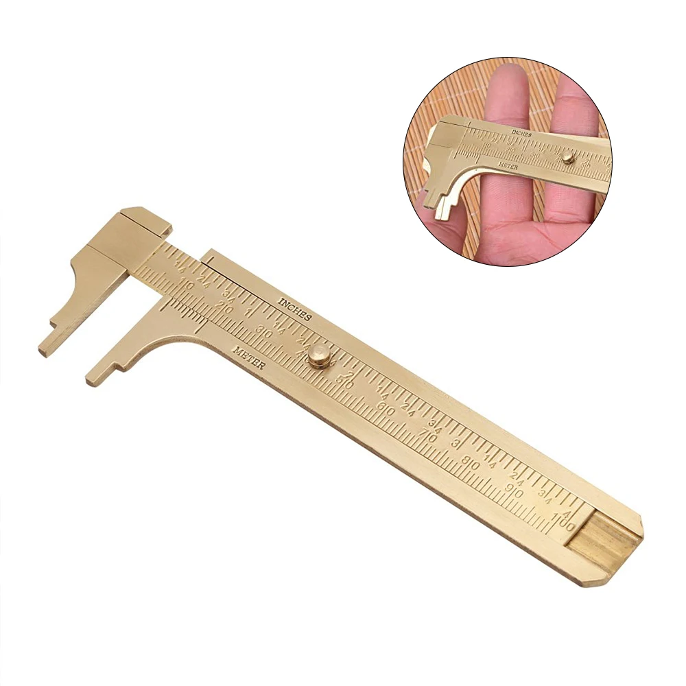 0-100 مللي متر فرجار نحاسي صغير نقي النحاس الورنية ثنائي النطاق مسطرة قياس أداة قياس محمولة للنجارة #1