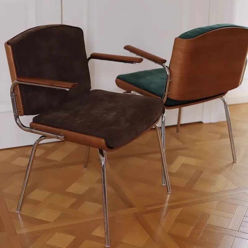 Retro dining chair with armrests, living room sofa chair, single back chair, office, computer chair, home