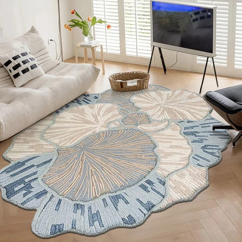 Living Room Floot Mat Comfortable Loop Fleece TPR Rug Anti-slip Stain-resistant Carpet Large Size Blue Irregular Shaped Carpets