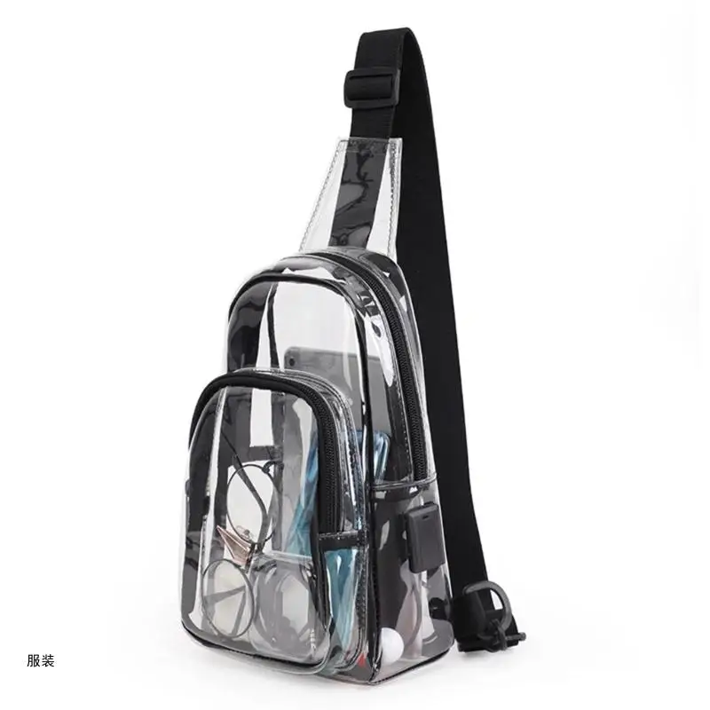 

D0UD Multifunctional Sling Bag for Woman and Man Clear Bag Stadium Approve Chest Bag Backpacks Purses Small Crossbody Bag