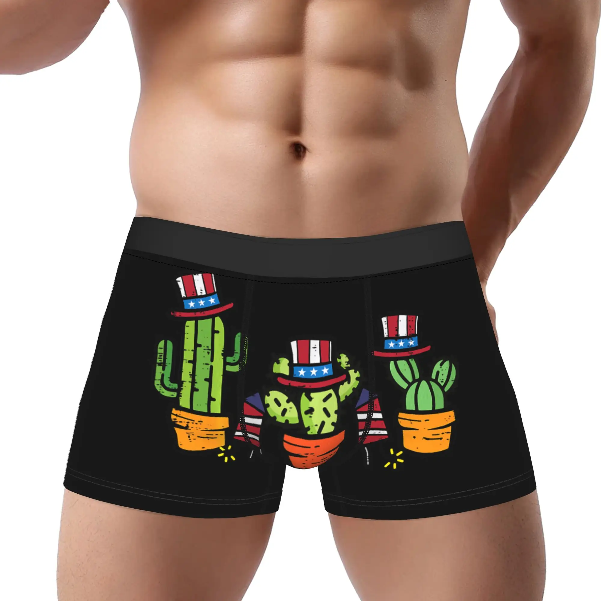 Cactus Independence Day Patriotic Memorial Day Underpants Breathbale Panties Male Underwear Ventilate Shorts Boxer Briefs