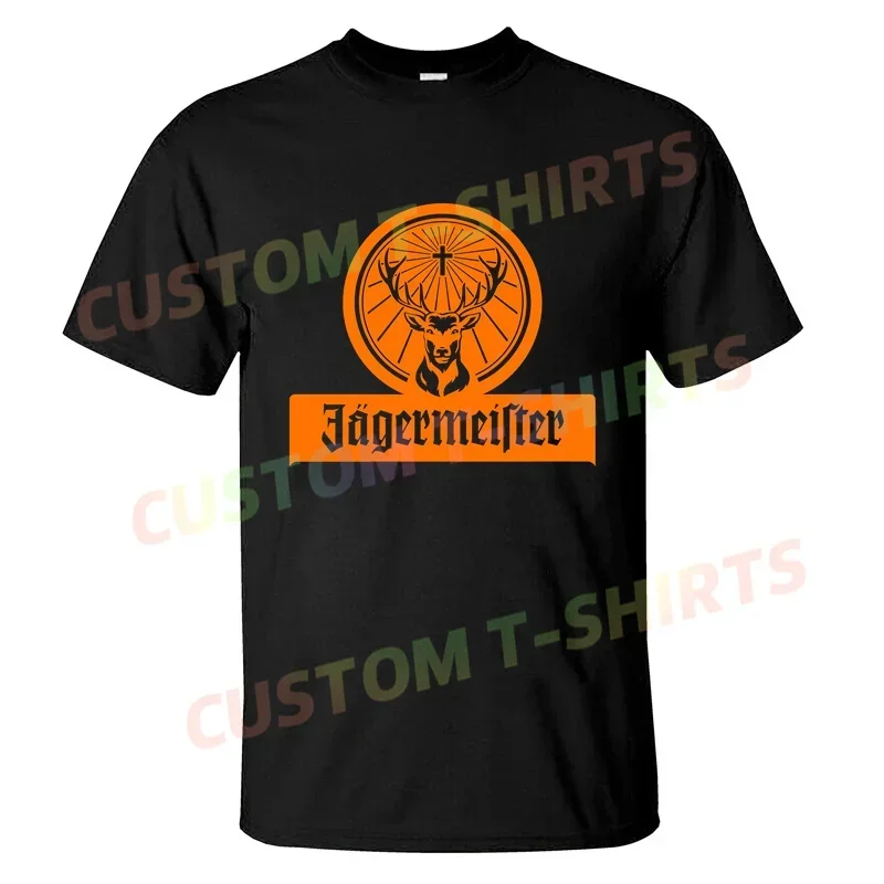 

2025 Summer Men T Shirt Casual Vintage Jagermaister Logo Vintage T-shirt Graphic Short Sleeves 100% Cotton S-3XL Cool Tee