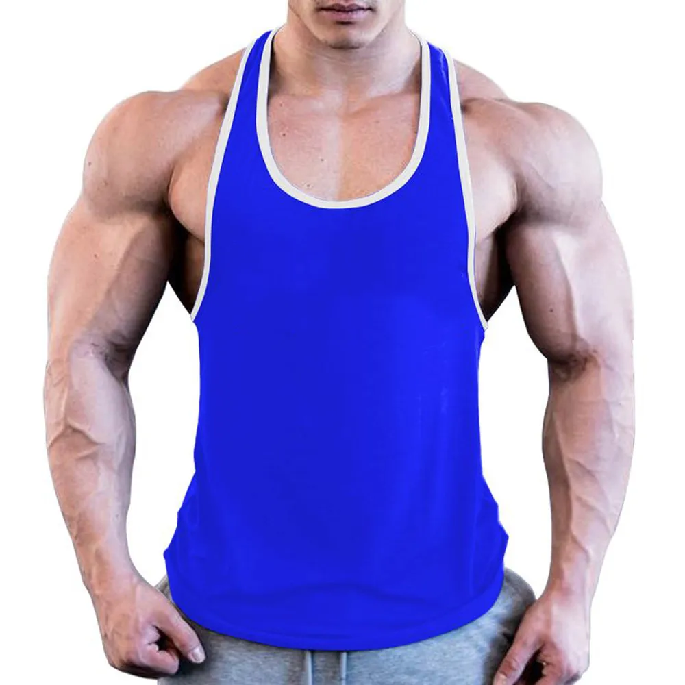 Men Gym Singlet Stringer Muscle Tank Tops Fitness Sport Shirt Y BACK Racer Workout Vest