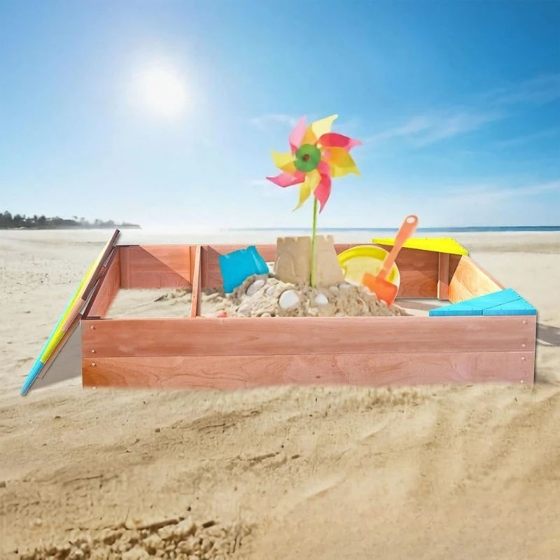 Household indoor and outdoor wooden sand pool, sand pit pool, parent-child interaction c