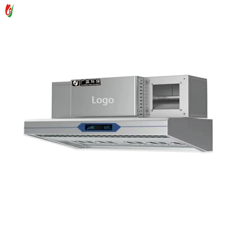 Commercial Kitchen Range Hood Stainless Steel Over 98% Smoke Removal Rate 3500M3/h Air Purifier Gas Disposal Machinery