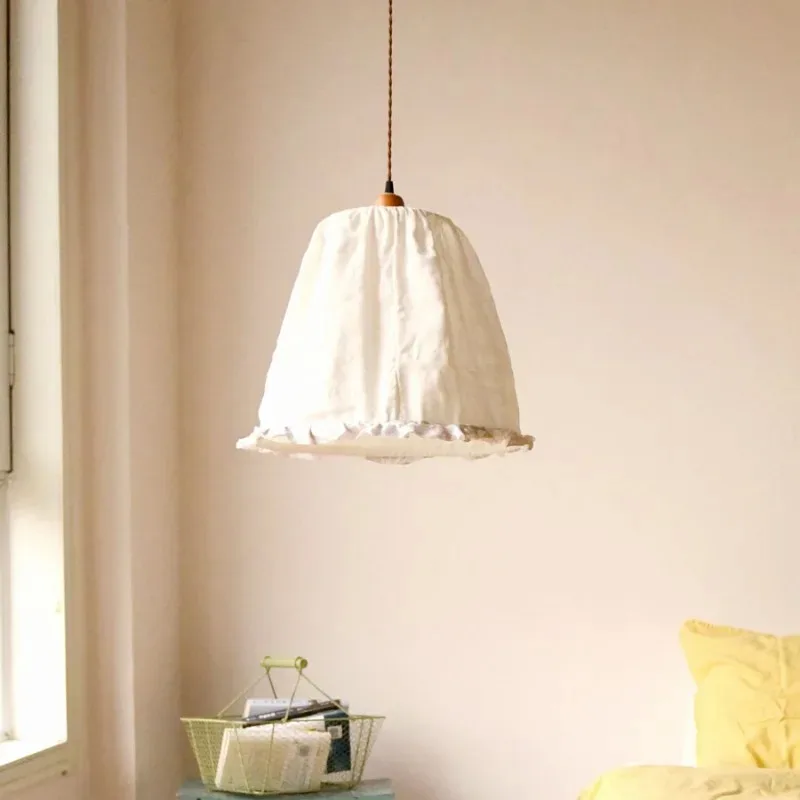 Japanese Retro Pendant Lights Fabric Lampshade LED Decoration Living Room Bedroom Restaurant Study