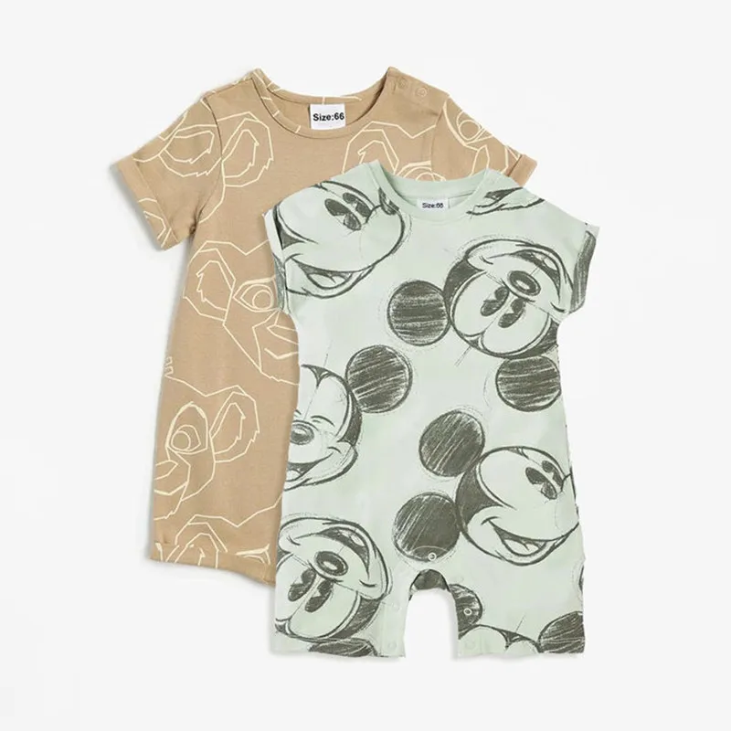 2Pcs Disney Mickey Mouse Baby Jumpsuits Cute Simba Printed Infant Rompers Summer Newborn Boy Clothing