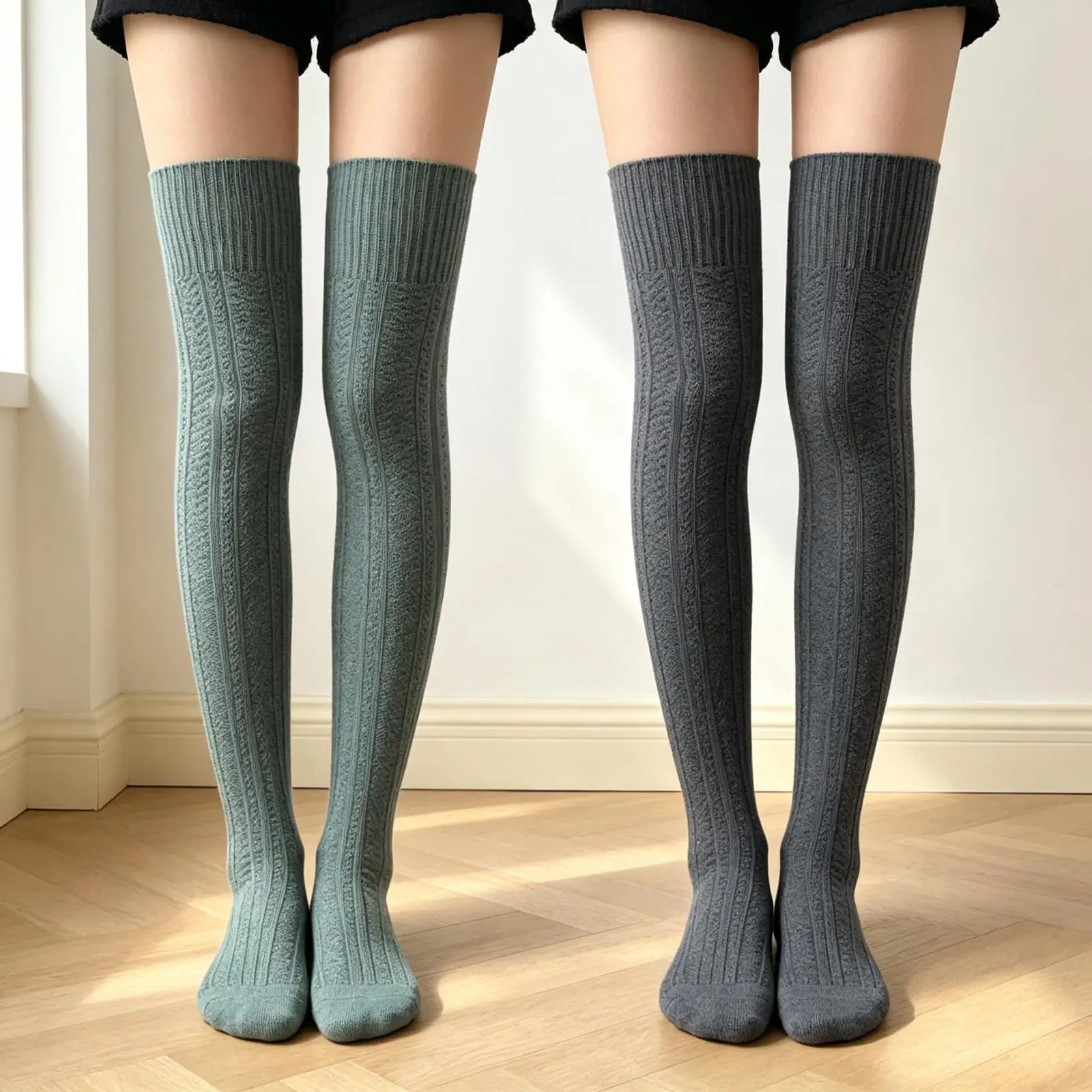 1 Pair Cable Knit Over The Knee Socks Cotton Thigh High Solid Color Spring Autumn Winter Long Socks Warm Casual Daily Wear Socks