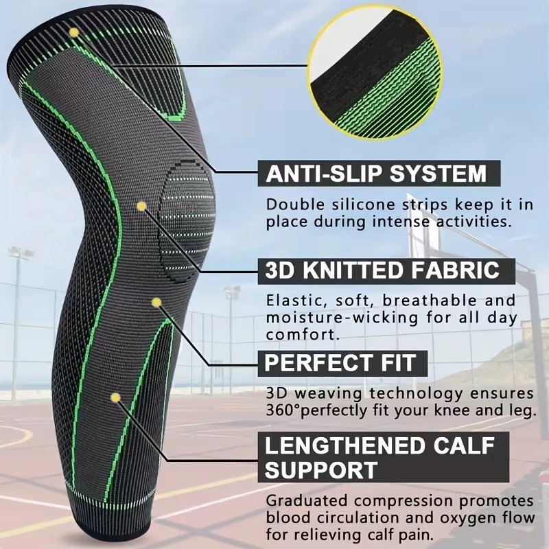 1PC Full Leg Compression Tights, Stretchy Polyester Compression Leggings, Full Length Pull-On Leg Sleeves for Sports, Fitness