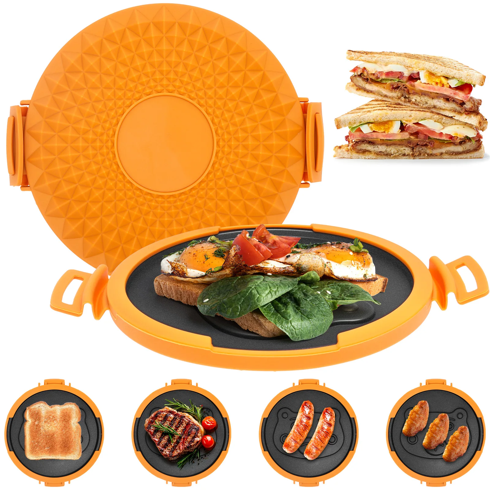 

Сковорода для сэндвичей в микроволновой печи, сэндвичница для стейка тостов, антипригарное покрытие, быстрое легкое приготовление микро-тости для завтрака, хлебопечка