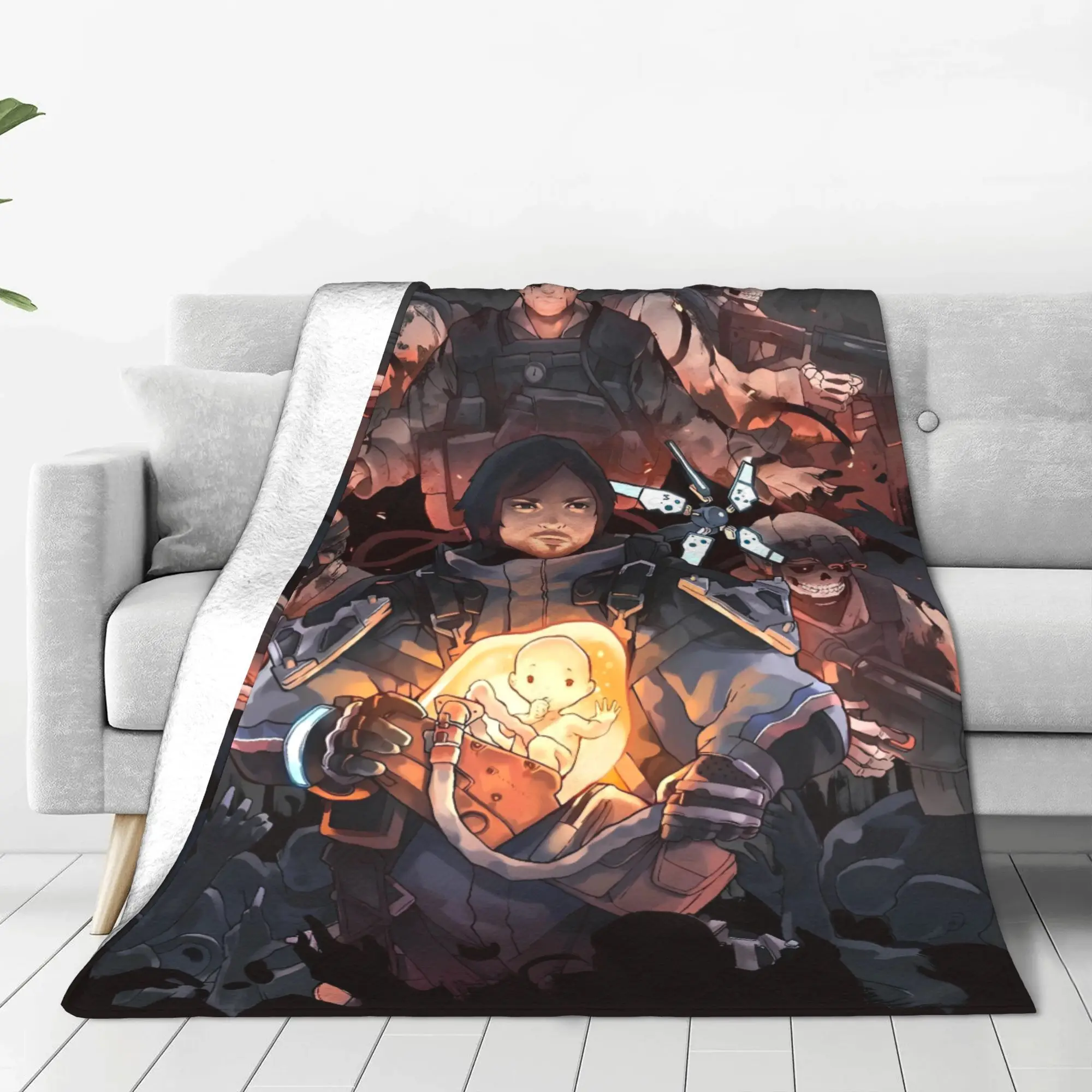 Graphic Printing Death Stranding 2 On the Beach game Blanket Soft Plush Throw Blanket For Bedroom Flannel Bedspread Bed Cover