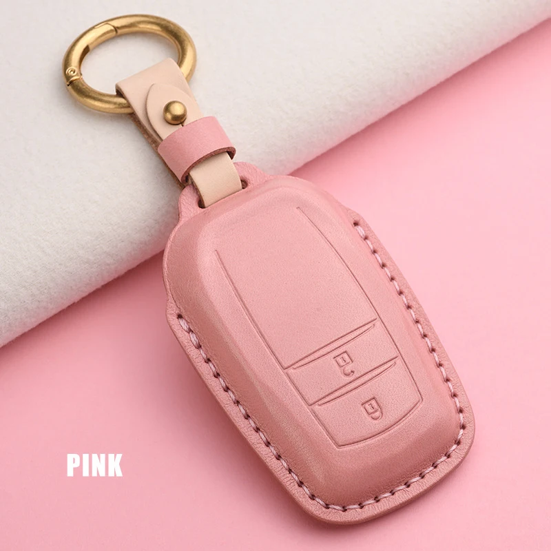 

Leather Car Key Cover Case for Toyota Corolla RAV4 Auris Crown Camry Prius CHR Prado Land Cruiser Crown Aygo Shell