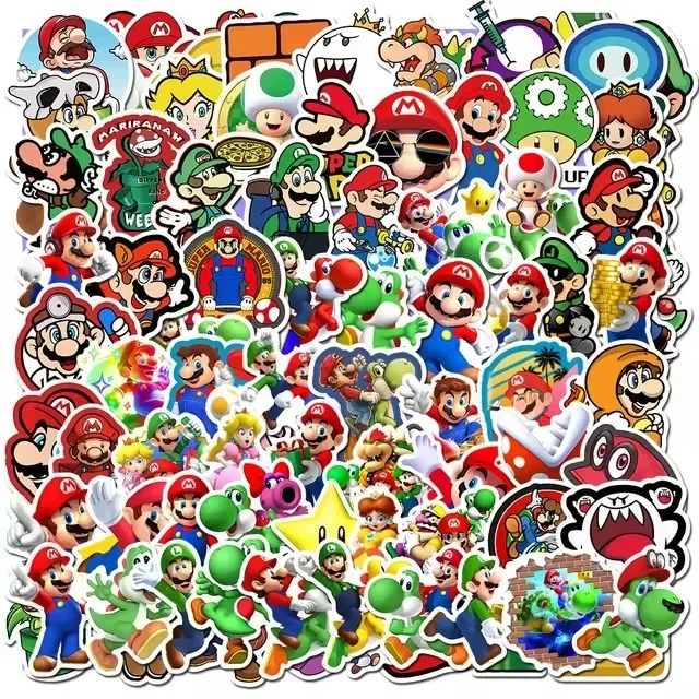 100/200/300Pcs Cartoon Super Mario Game Stickers Laptop Notebook Scrapbooking Fridge Phone Waterproof Decal Sticker Kids Toys