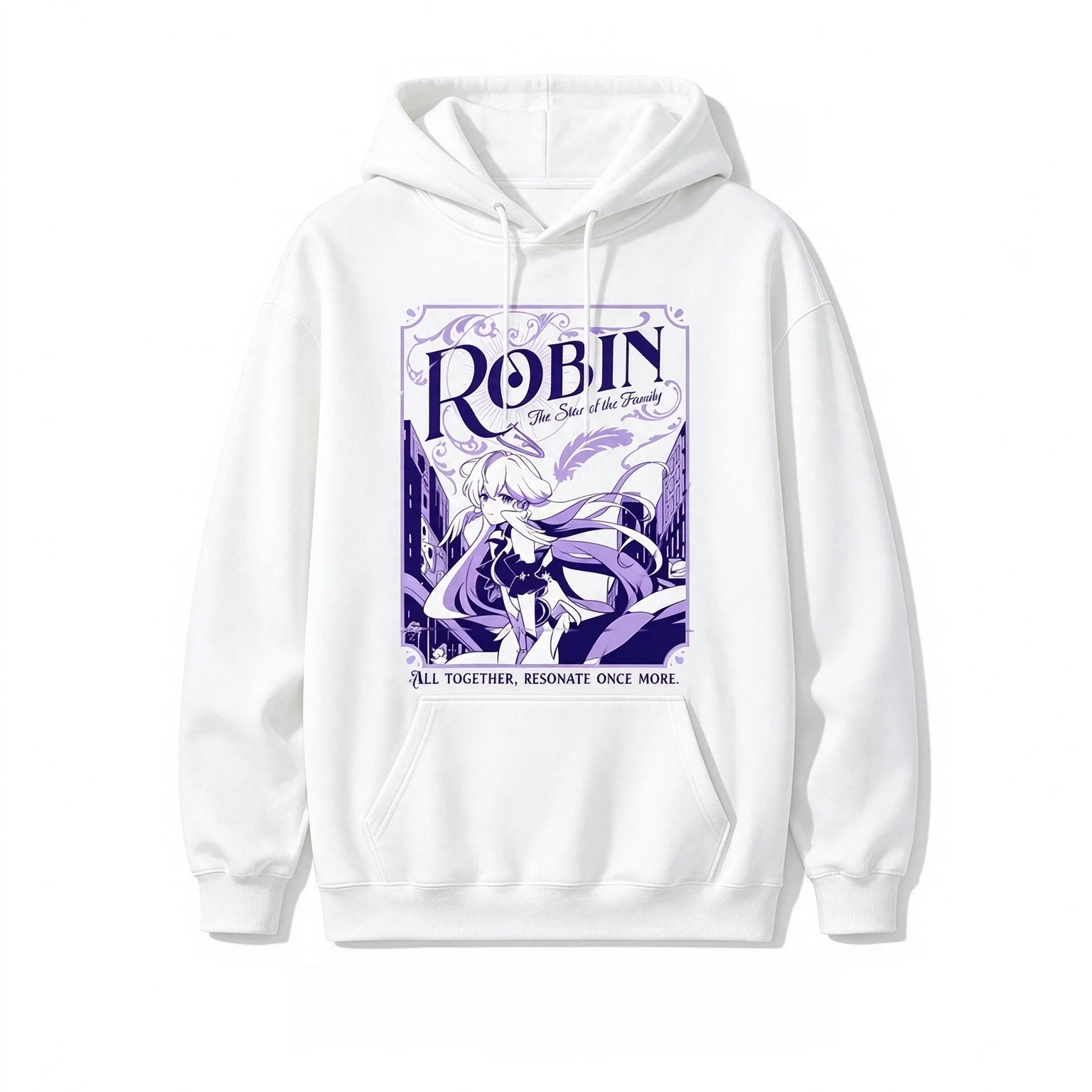2026 Purple Fantasy Anime Girl Art Oversized Hoodie and Crewneck Sweatshirt Vintage Frame Character Graphic Pullover