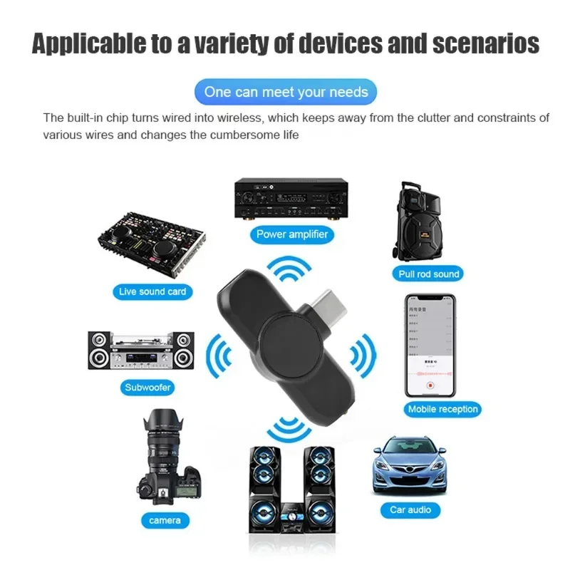 무선 라발리에 미니 휴대용 마이크, 라이브 오디오 비디오 녹화 미니 마이크, 타입 C 휴대폰 노트북 카메라용, 3.5mm 잭