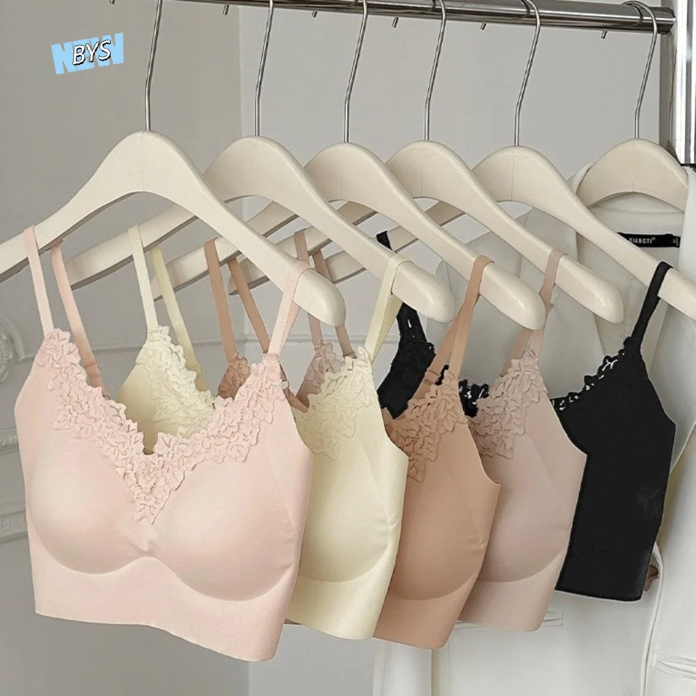 

Anti-sagging Close-fitting Seamless Bra Shockproof Lace Deep V Brassiere Beautiful Back Underwear for Women Running