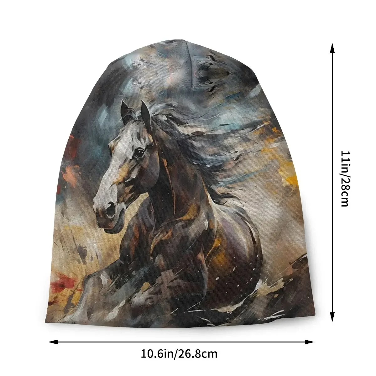 Thin Bonnet Hats Galloping Horses Men Women's Metal Elements Black Horse Cap Hip Hop Skullies Beanies Caps