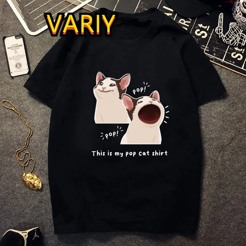 Hip Hop Meme Huh Cat Graphic T Shirt Dance Happy Cat Top Women Fashion T-shirt Summer Couples Casual Short Sleeve Oversized Tees