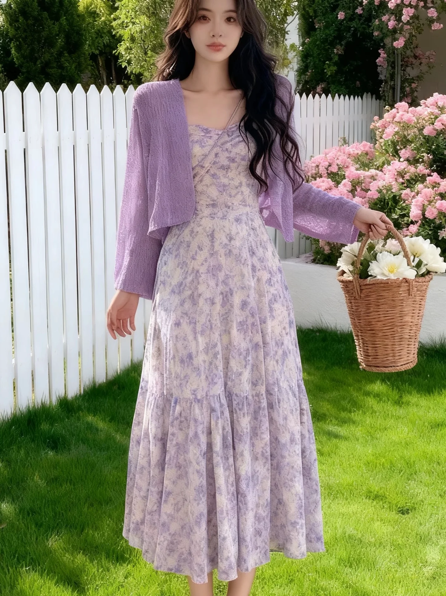 

Elegant Floral Print Two-Piece Set Spring 2025 Fashion Retro Style Unique Sensation Beautiful Floral Skirt And Top Set for Women