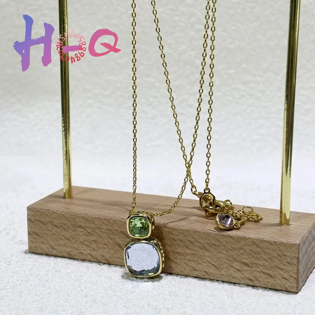 Original 2026 New Trend Fine Anniversary Jewelry Set Charm Blue Pink Double Sided Crystal Fashion Women's Necklace Ring Earrings