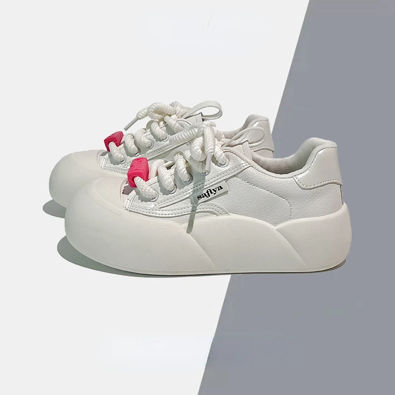 Little White Shoes Women 2024 Spring New Casual Korean Edition Women Versatile Anti slip Thick Sole Elevated Flat Sole Shoes