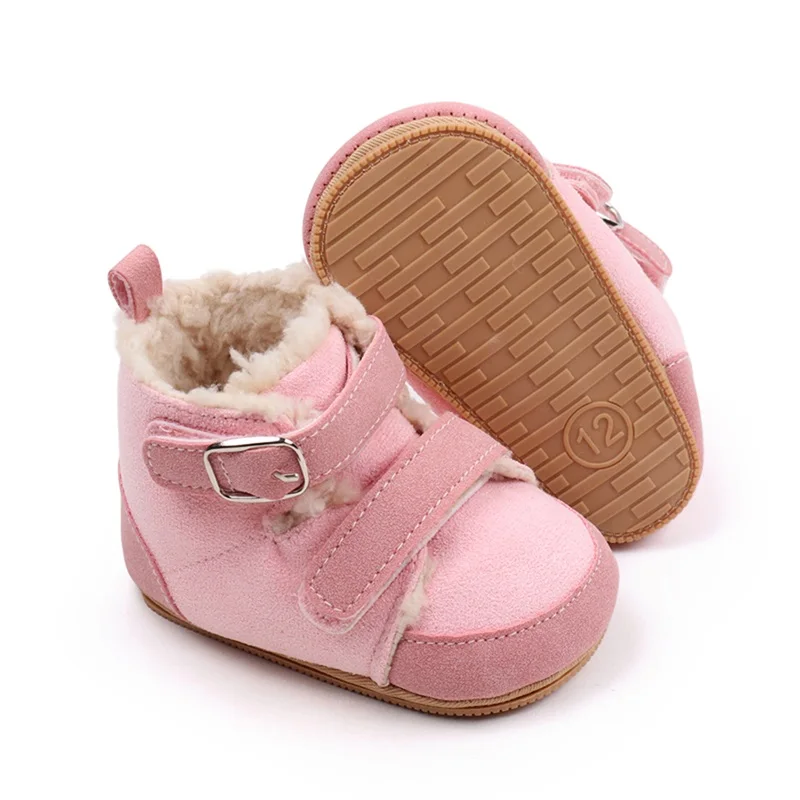 Newborn Snow Boots Baby Boys Girls Cute Fashion Ankle Length Boots Autumn Winter Warm Plush Toddler Anti-slip Walking Shoes