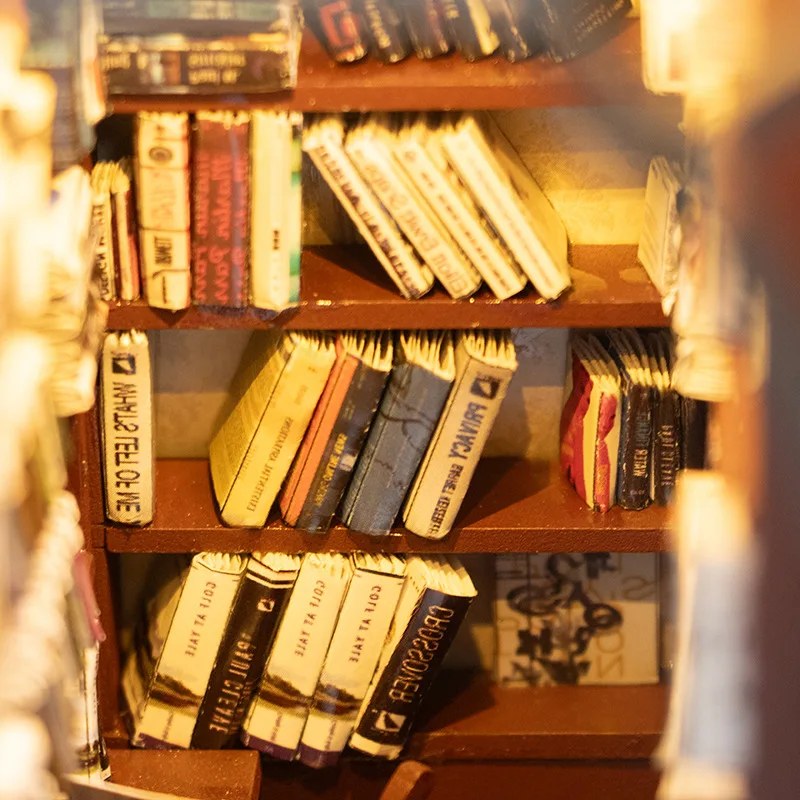 OUZEY クラシックライブラリー DIY ミニチュアハウス - 木製3Dモデル組み立てキット、ティーン向けの創造的な学習室