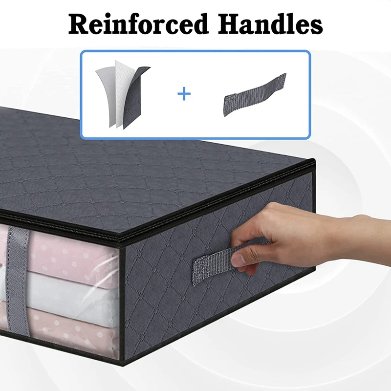 3 Pack Storage Bins Clothes Storage,Foldable Blanket Storage Bags, Under Bed Storage Containers For Organizing,Clothing