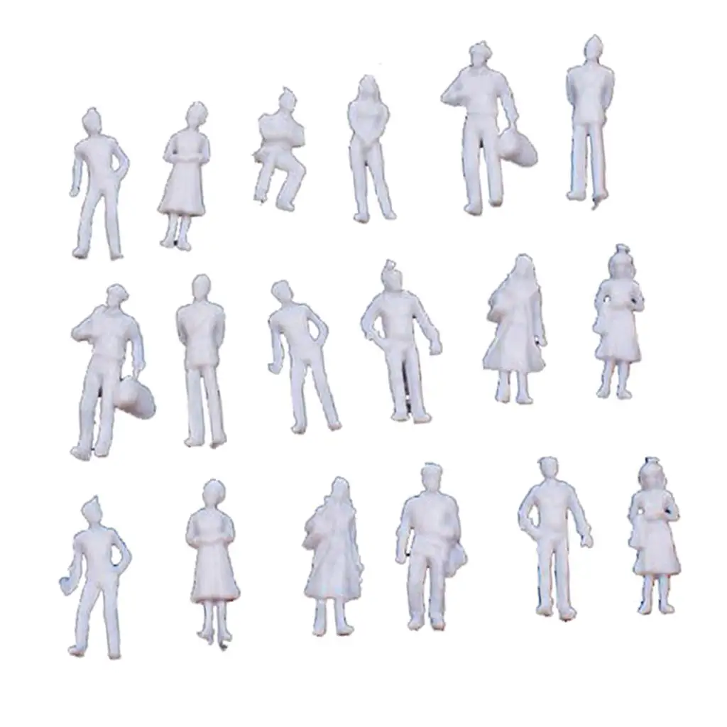 100 Pieces Miniature Figures Model Gray Painted People Plastic for Railway Platform Street Scenery