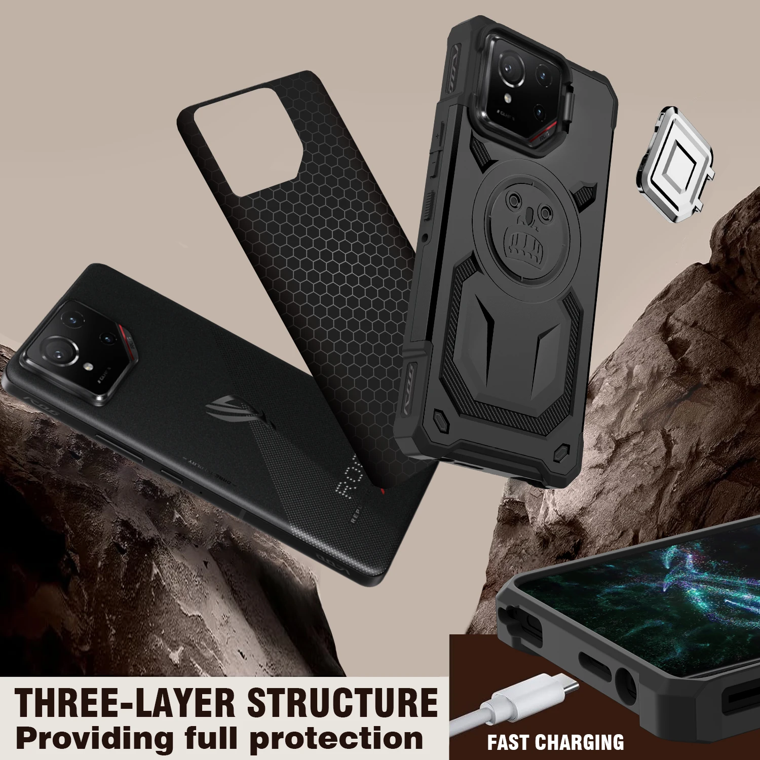 Asus ROG Phone 9 Pro جراب هاتف عدسة حماية قوس ROG Phone 8 9FE درع مضاد للسقوط الغطاء الواقي