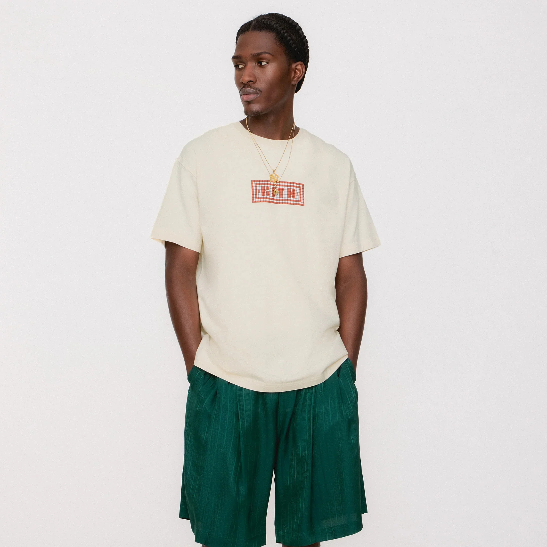 Kith 아메리칸 플로럴 심플 캐주얼 라운드 넥 다용도 루즈 헤비웨이트 코튼 커플 반팔 티셔츠 유니섹스