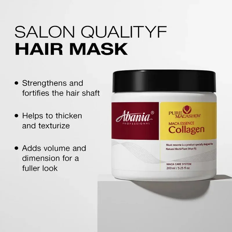 Maschera per capelli al collagene all'olio di argan di Abania - Essenza condizionante profonda da 200 ml per capelli secchi e danneggiati