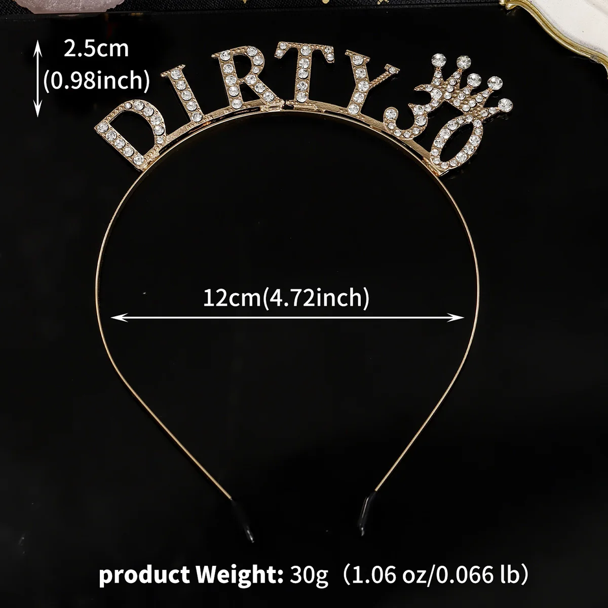 Glänzendes Strass-Stirnband mit englischen Buchstaben „Alles Gute zum Geburtstag“ für Frauen, Zinklegierungsmaterial, Party-Schmuck, beliebtes Haar-Accessoire – Detail 17