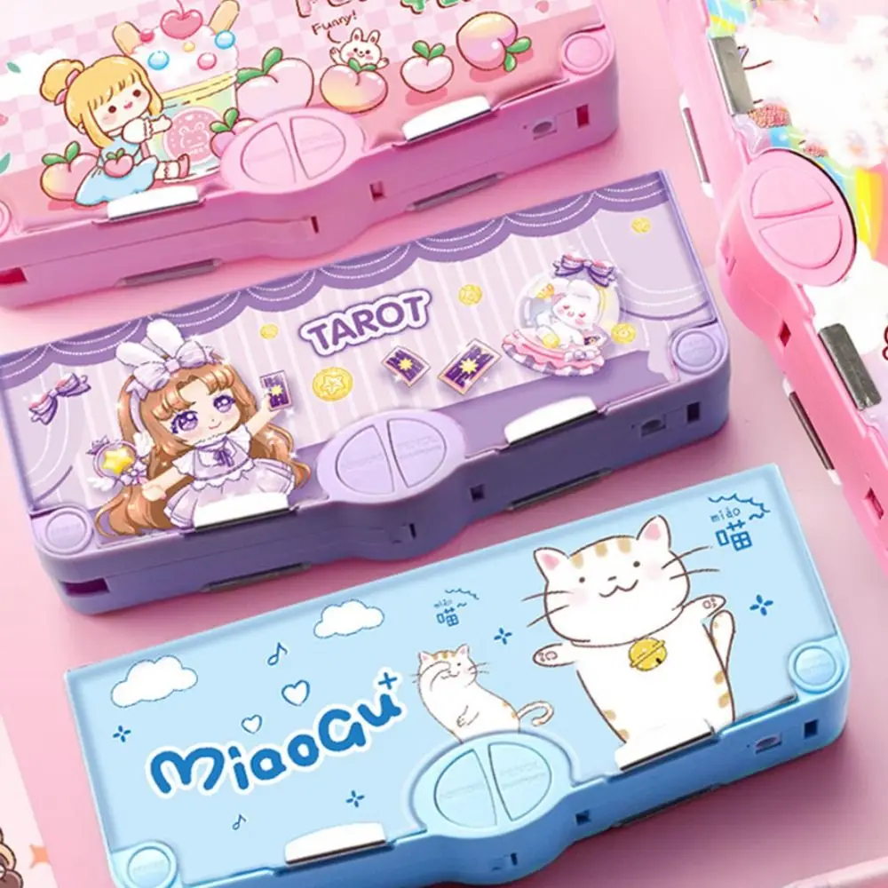 Durable Double Layer Pencil Case With Pencil Sharpener Multifunction Pen Box Large Capacity Pencil Box School Office