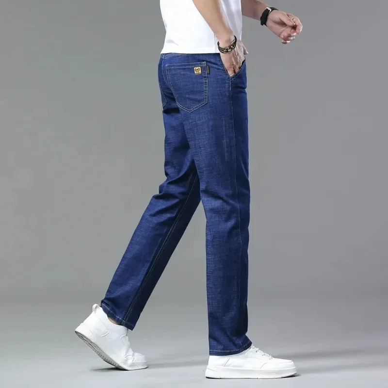 

Men's Straight Leg Jeans Business Light Blue Black Loose Fit Denim Pants Comfortable Breathable Summer Jeans Summer Casual