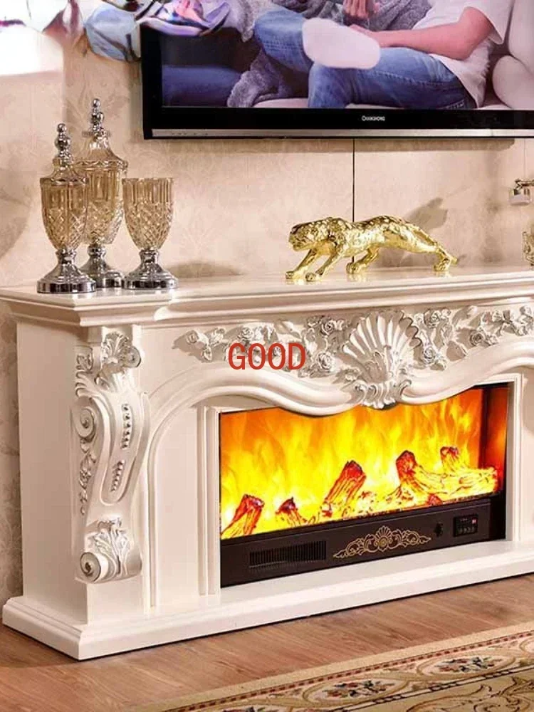 ~Electronic Video Cabinet Decoration Shelf Wood Heating Simulation Fake Fire Fireplace Glass Cabinet Furniture