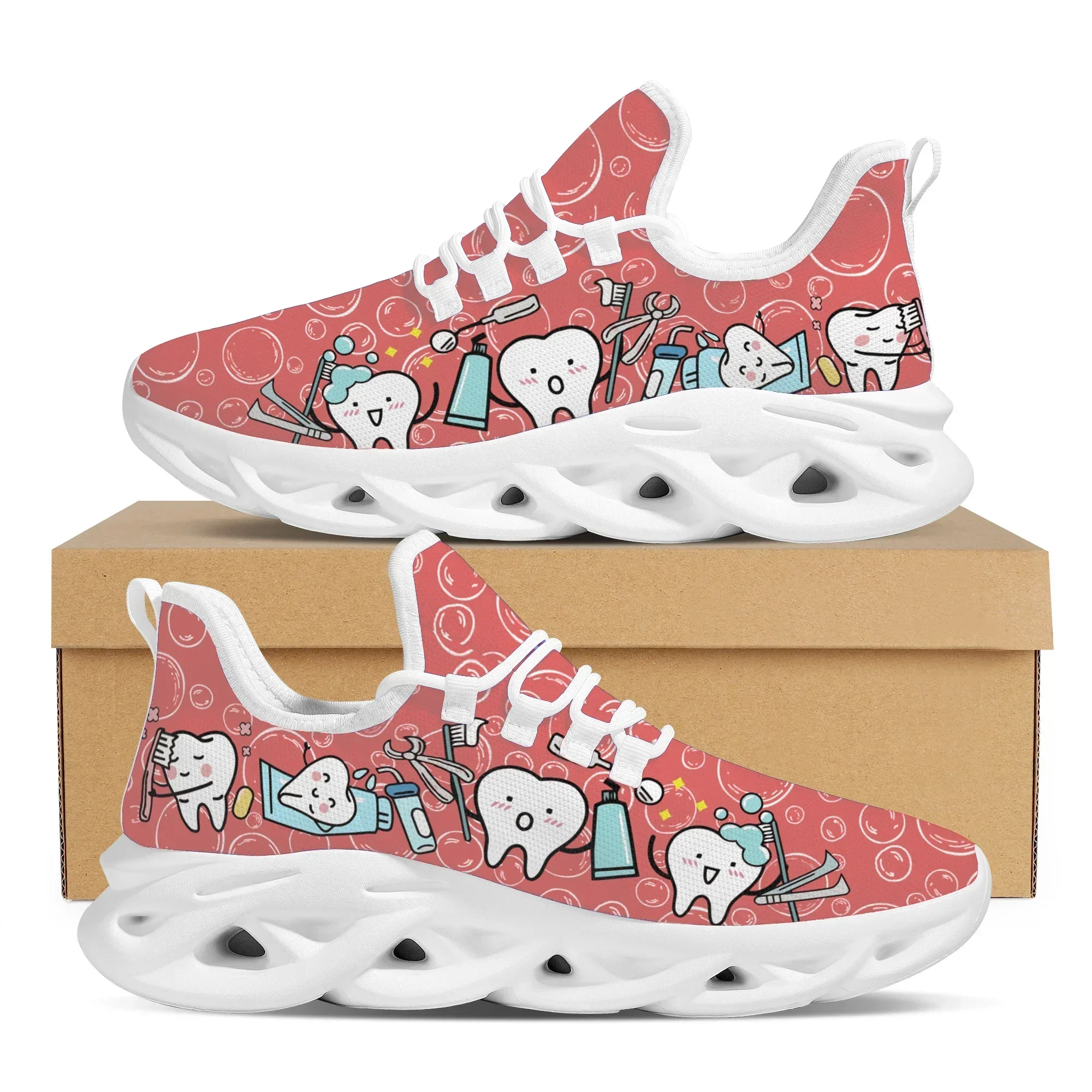 

Cartoon Teeth Ladies Nusing Shoes Comfortable Lightweight Lace Up Running Shoes New Non-Slip Outdoor Sneakers Footwear Zapatos