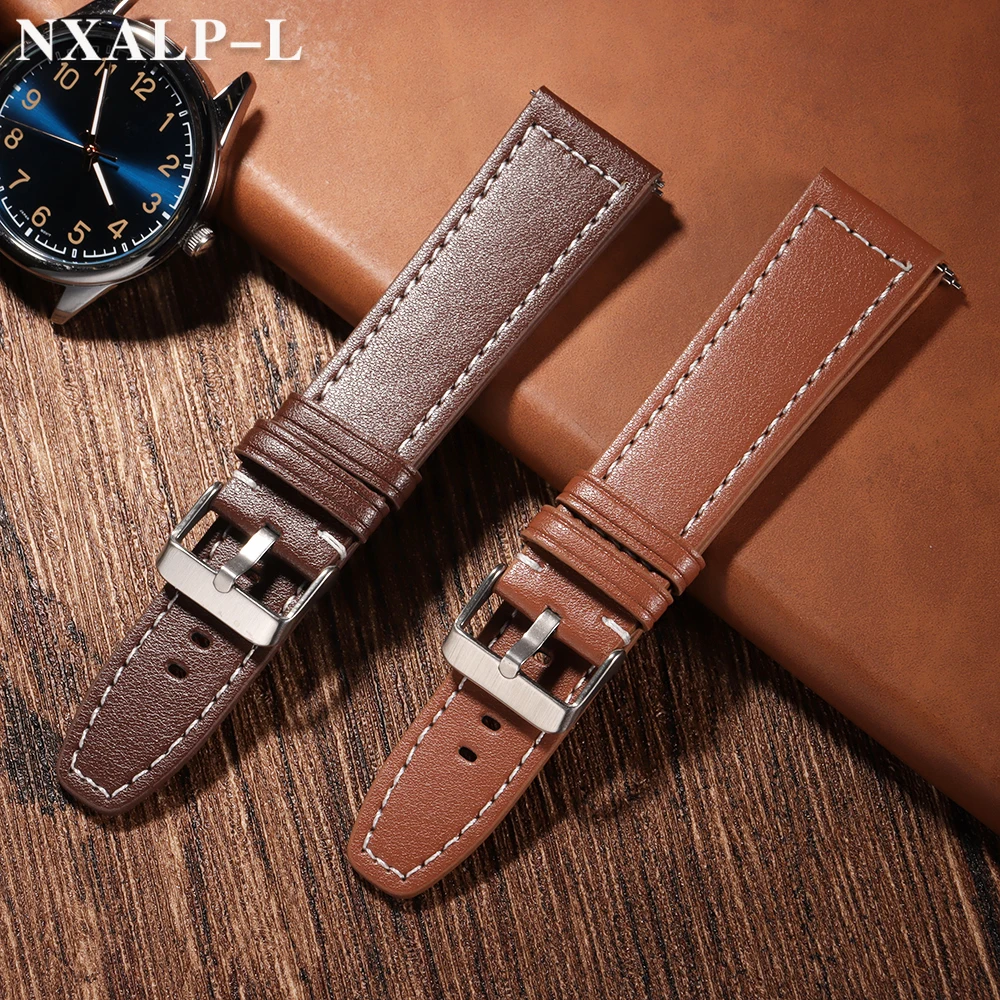 حزام ساعة جلد 20 مللي متر 22 مللي متر لأوميغا ل Seiko الإفراج السريع حزام الساعات لهواوي GT3 GT4 معصمه سوار الأعمال للرجال