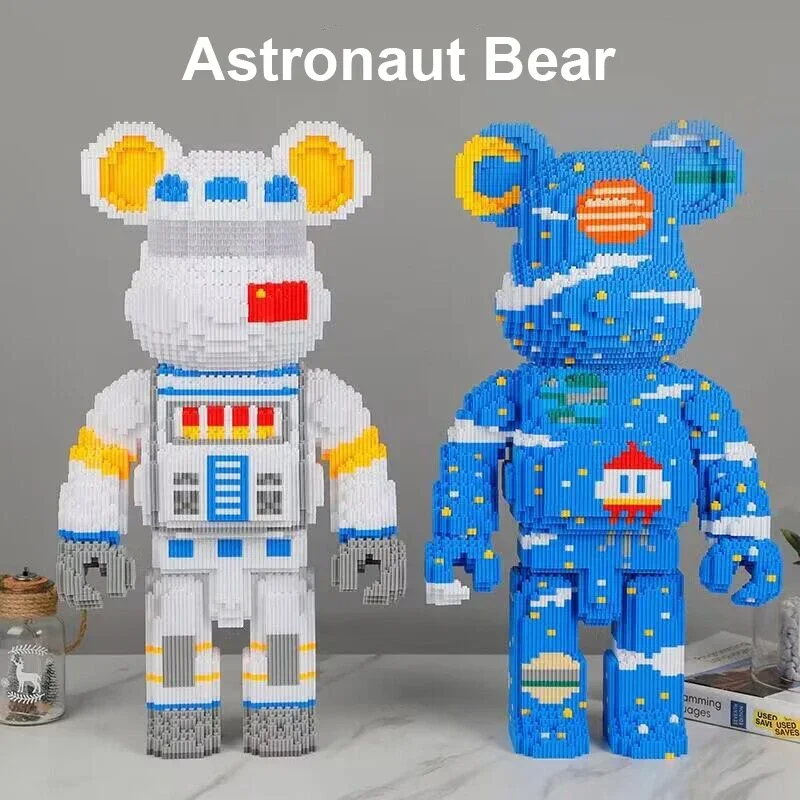 DIY Kinderspeelgoed Cartoon Mini Liefde Gewelddadige Beer Bearbrick Model met Licht Bouwsteen Micro Bricks Kerst Verjaardagscadeau