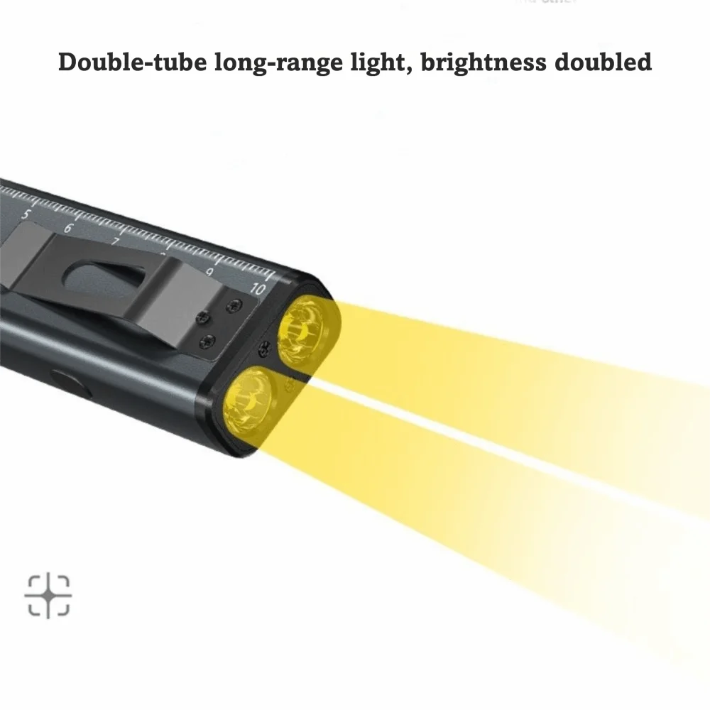 USB Rechargeable Mini Torch Light Magnetic Base High Brightness LED Flashlight 900Lm Output Solar charging Pocket Lantern