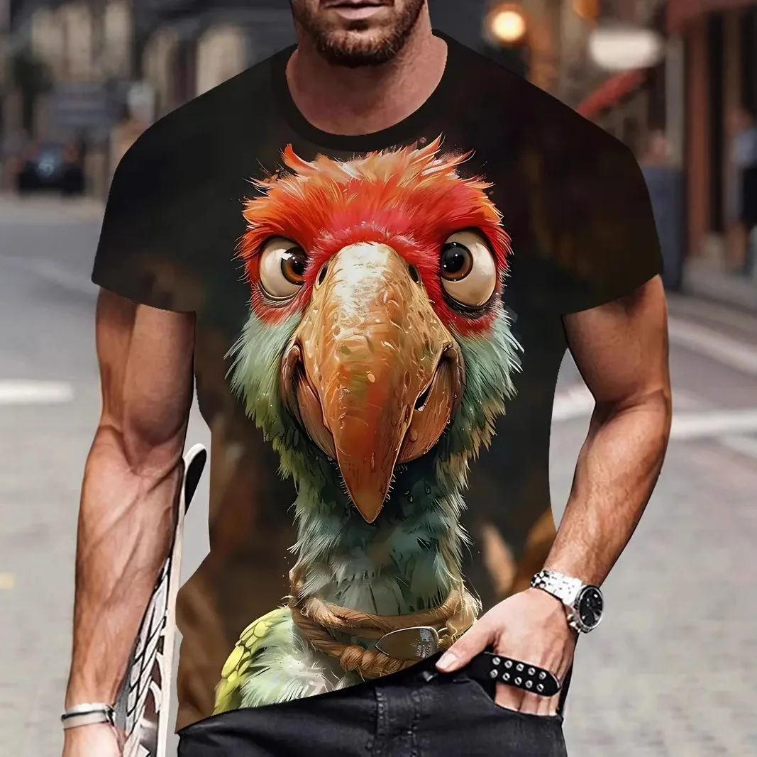 

Cross border hot selling trend creative personality versatile animal 3D printed short sleeved men's casual round neck T-shirt