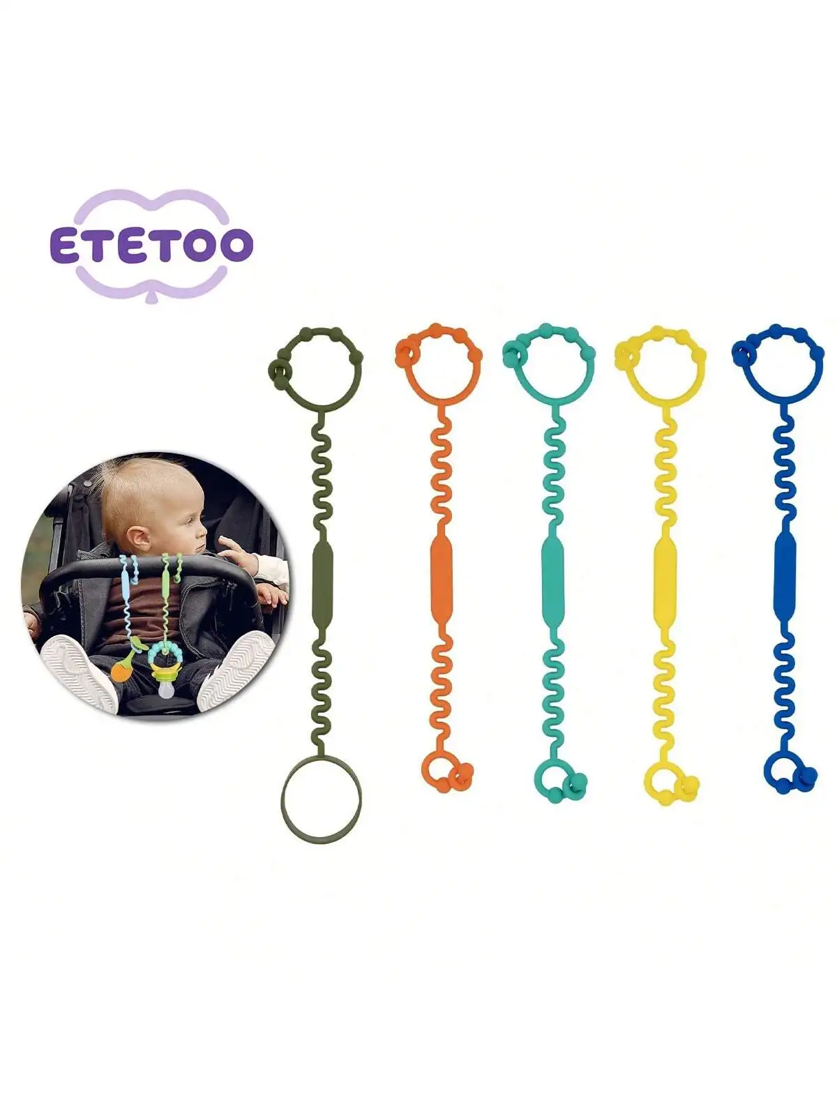 

Baby Toy Holder Strap Food Grade Nano Silicone Teether Tether for Stroller High Chair Sippy Cup Leash BPA Free Safe Chew