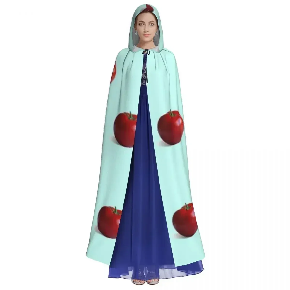 Adult Vampire Cape Hooded Robe Fresh Tomato Halloween Cloak Full Length Cosplay