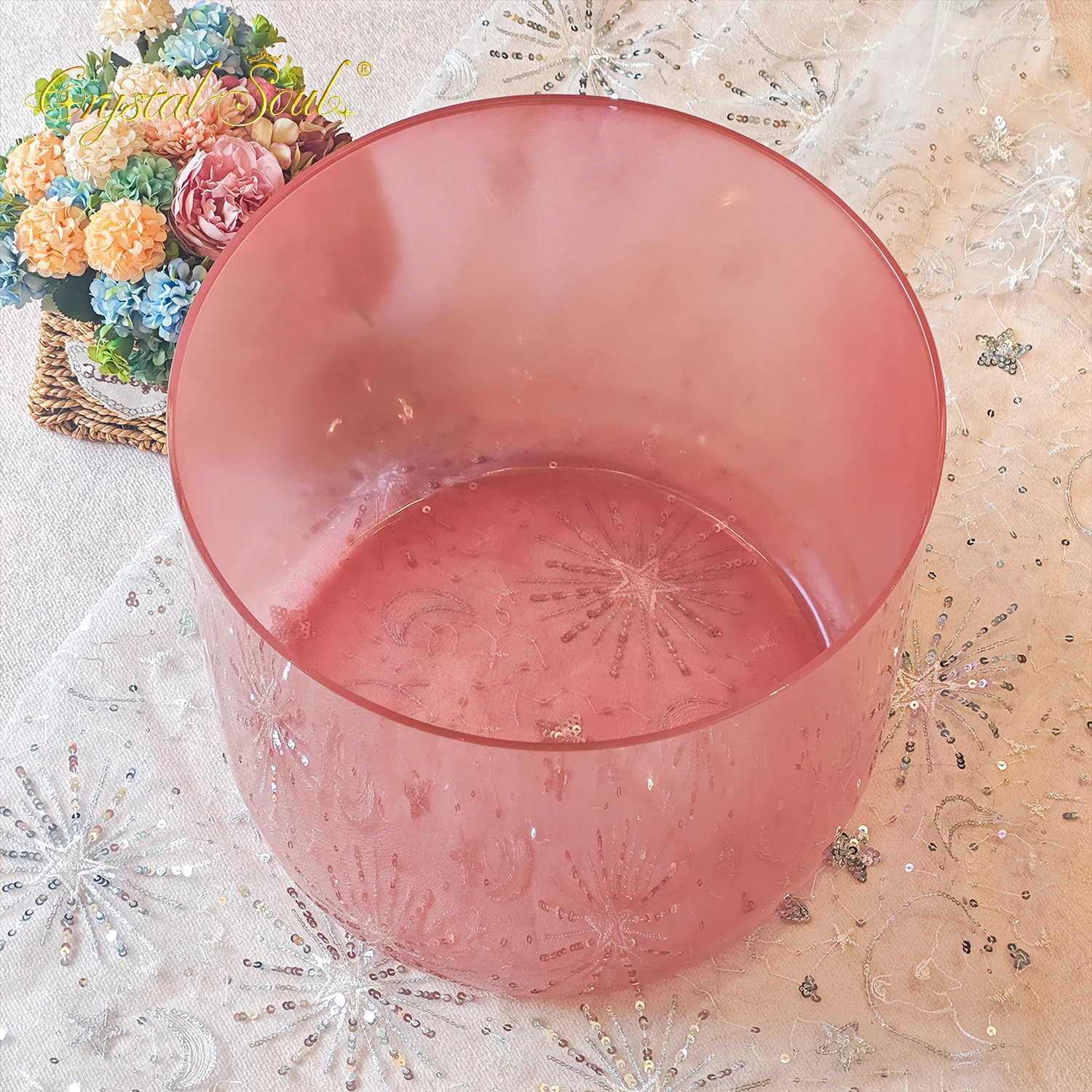 Crystal Soul 14 Inch Large Alchemy Crystal Singing Bowl Sound Bath Crystal Bowls for Sound Healing
