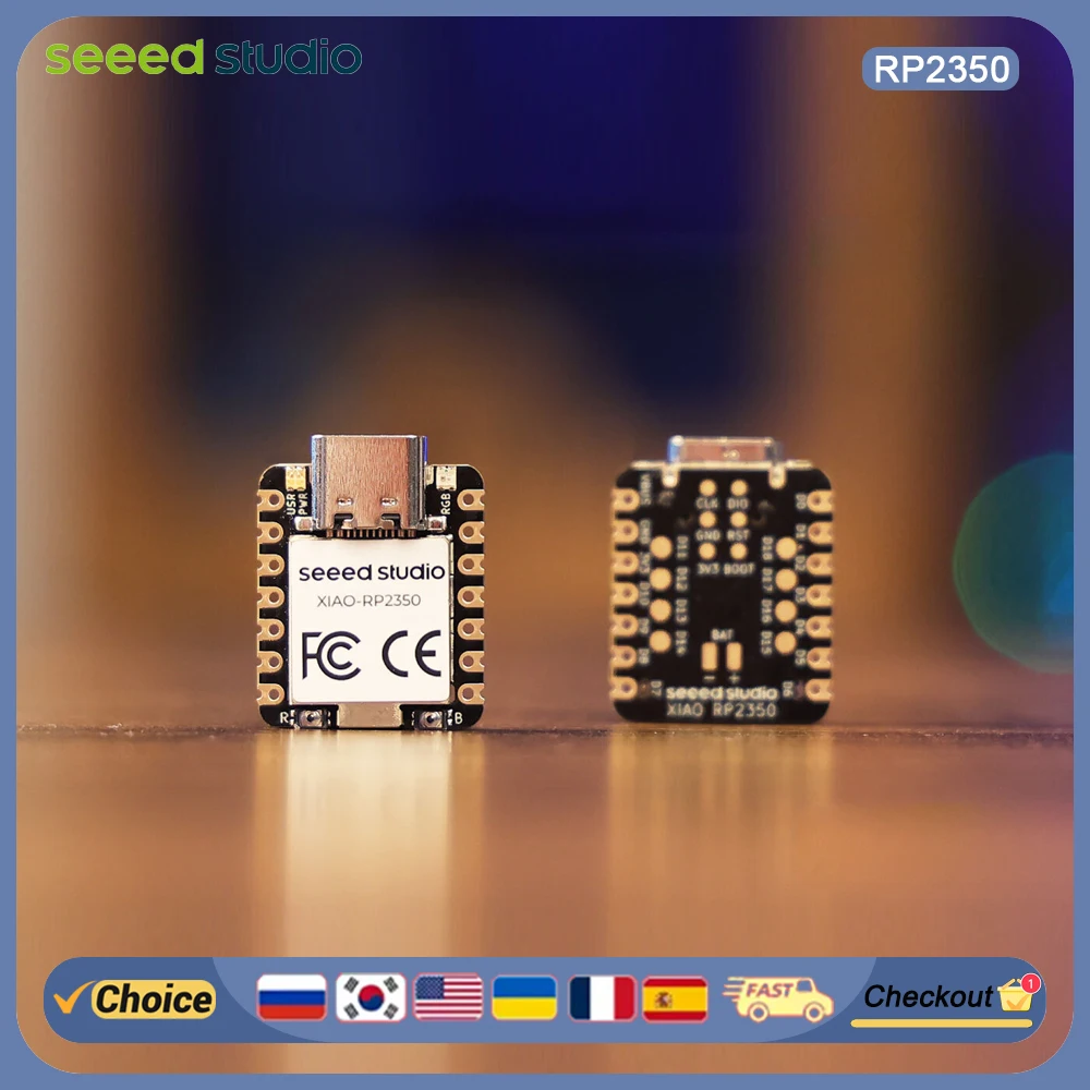 

XIAO RP2350: Dual-Core Arm/RISC-V MCU Board with Ultra-Low Power (27μA), 2MB Flash & BMS in 21x17.8mm for HID & Wearables