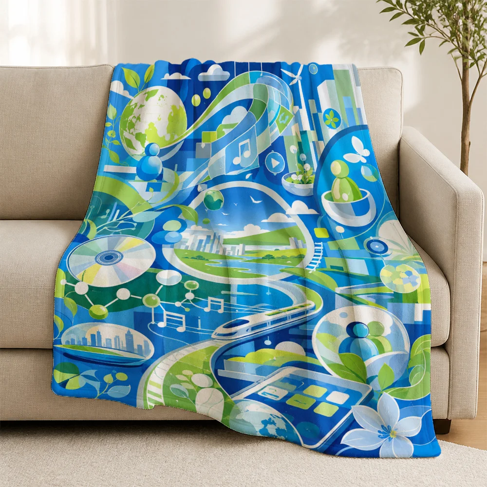 Vibrant Pop Art Abstract Music Theme Blanket Throw for Sofa Couch Home Decor Accent Tapestry Decorative Living Room