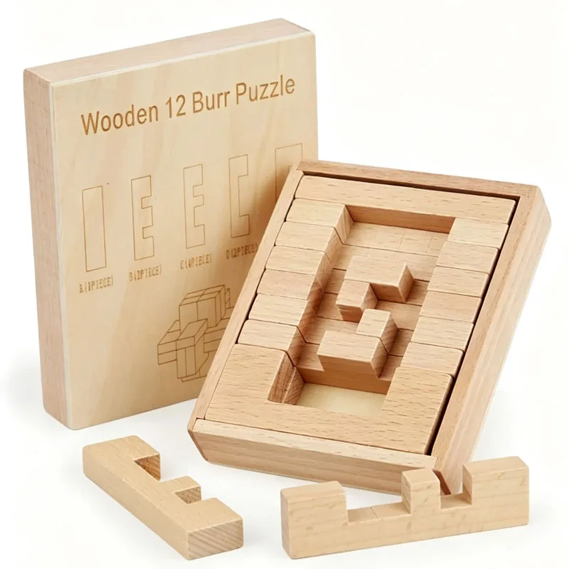 Wooden Disentanglement Puzzle Difficult  IQ Logical Brain Teasers for Adults & Kids Luban Lock Educational Toys Creative Ideas