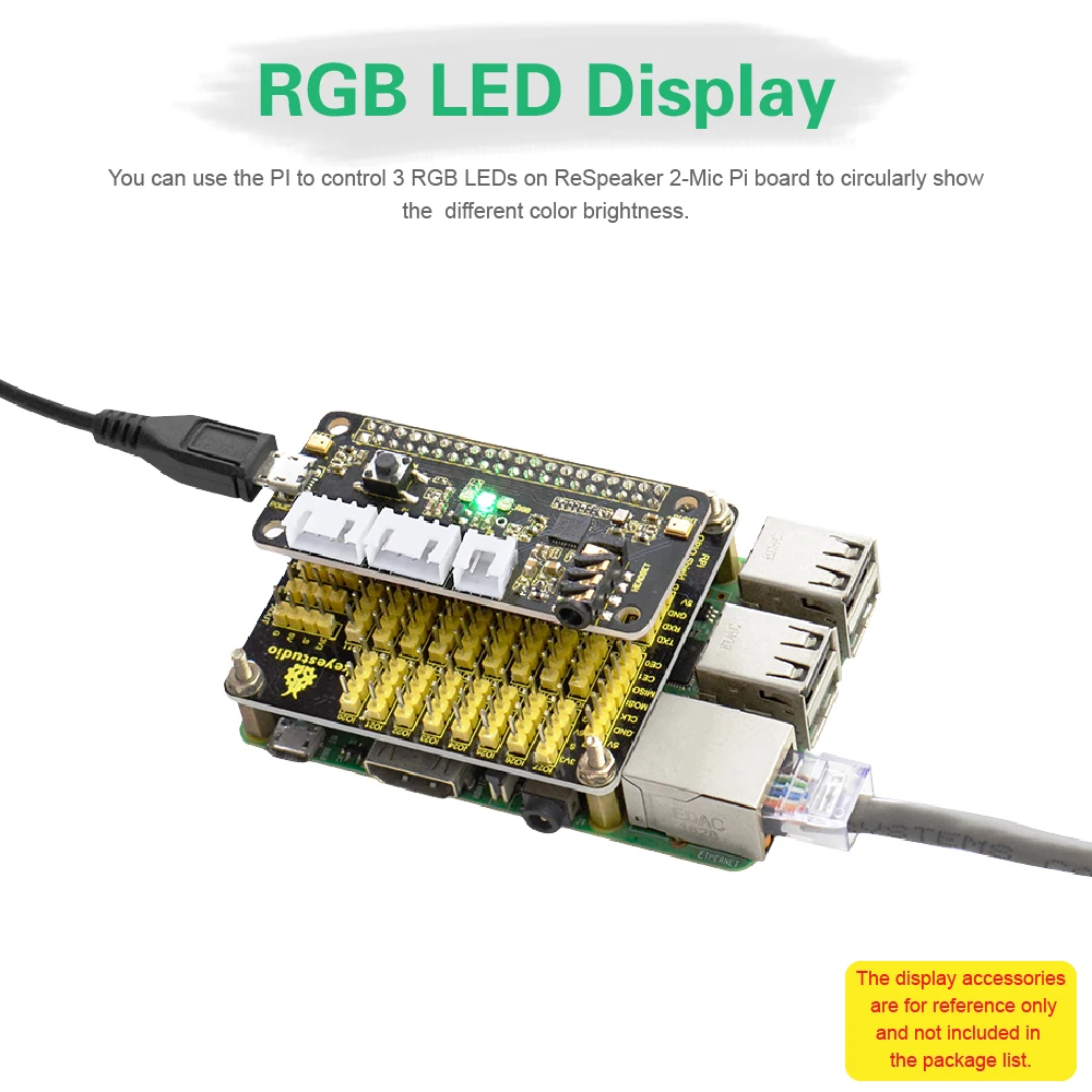 Kidsbits ReSpeaker 5V Expansion Board 2-Mic Pi HAT V1.0 Two Microphones Compliant W/B+/3B+/3B For Raspberry Pi 4B +CE